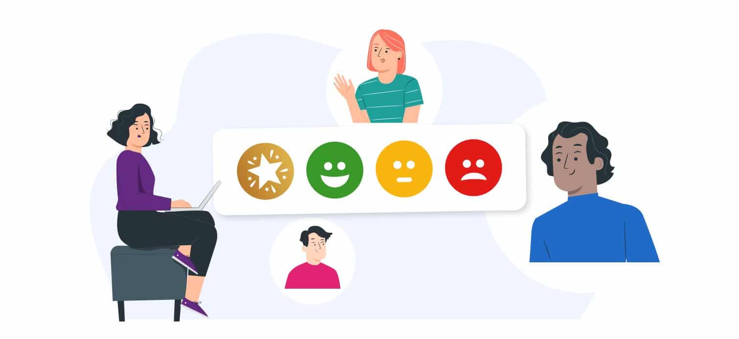 group of people rating a product