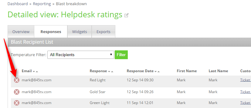 Remove responses in your panel Deleting responses
