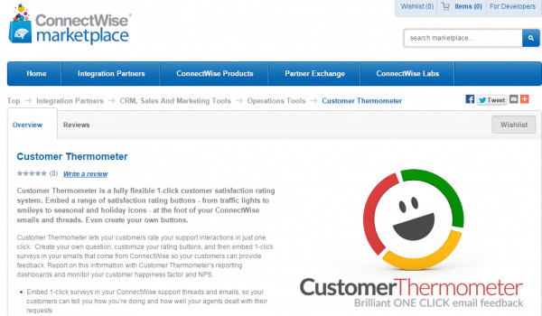 Connectwise feedback buttons marketplace listing