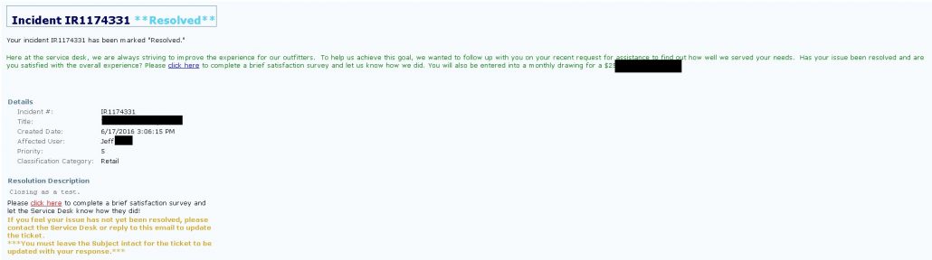 Bad request for a satisfaction on ticket closure