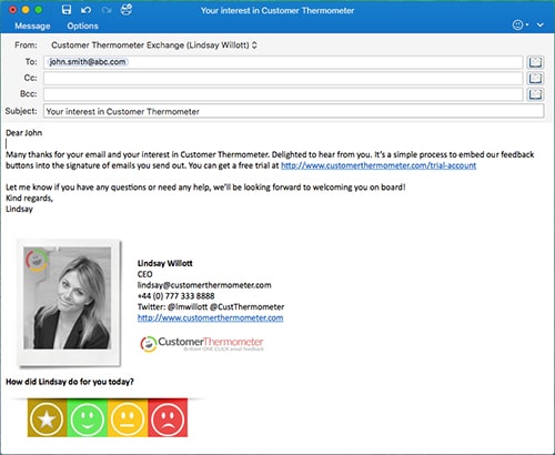 Embedded one click survey