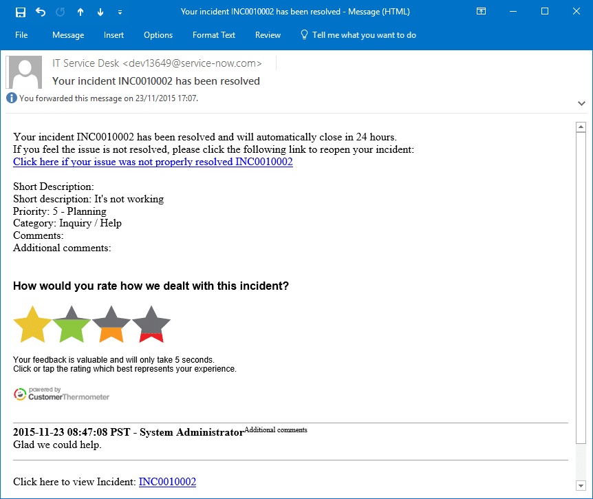 ServiceNow Customer Satisfaction Survey  Customer Thermometer