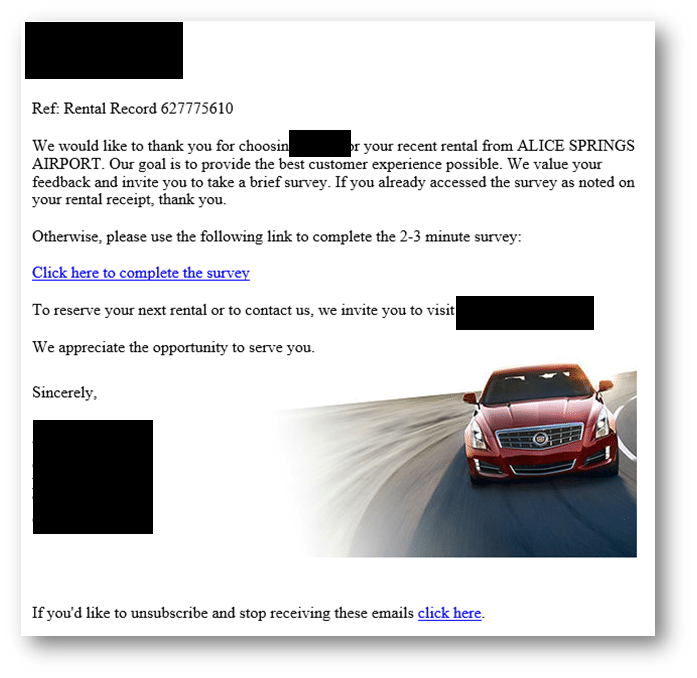 The dreaded click here for our survey email