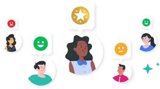 Customers leaving ratings, from unhappy to delighted