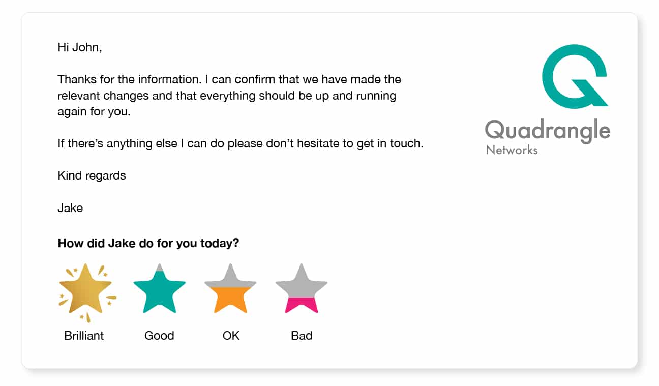 embed customer satisfaction buttons in email
