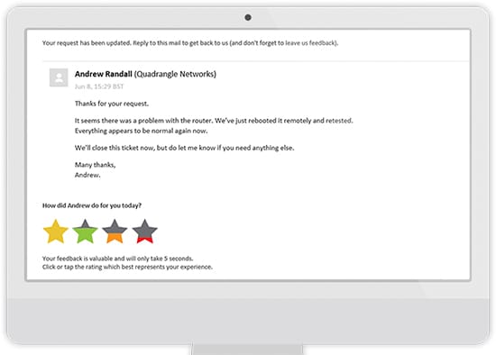 Embed 1-click feedback in your ticket closures