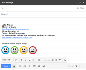 gmail signature survey example with icons
