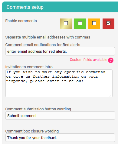 survey landing page comment box