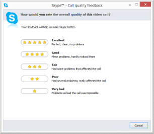 Skype feedback screen