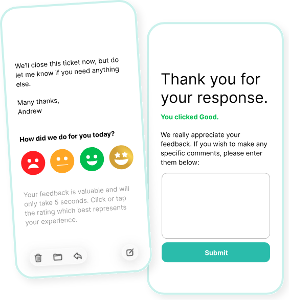 Friction-free email survey mockups